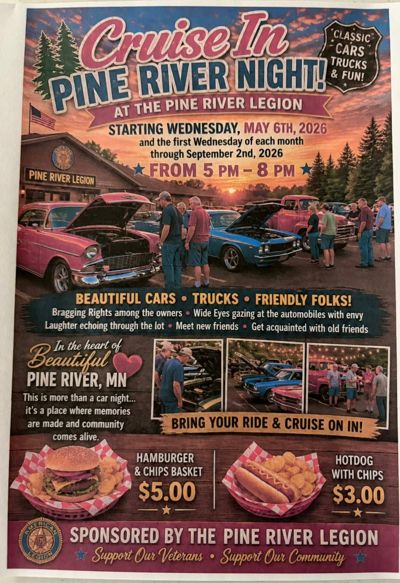 Cruise In Pine River Night! At The Pine River Legion event at Pine River Legion in Pine River, MN on May 6, 2026