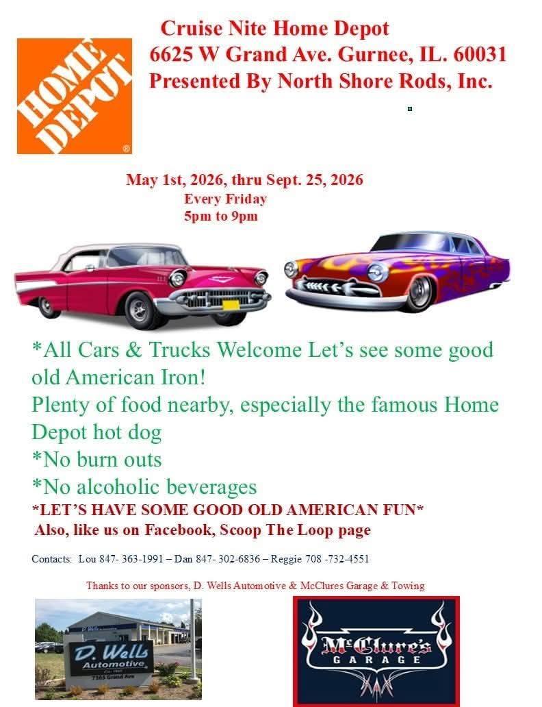 Cruise Nite Home Depot event at Home Depot in Gurnee, IL on May 1, 2026