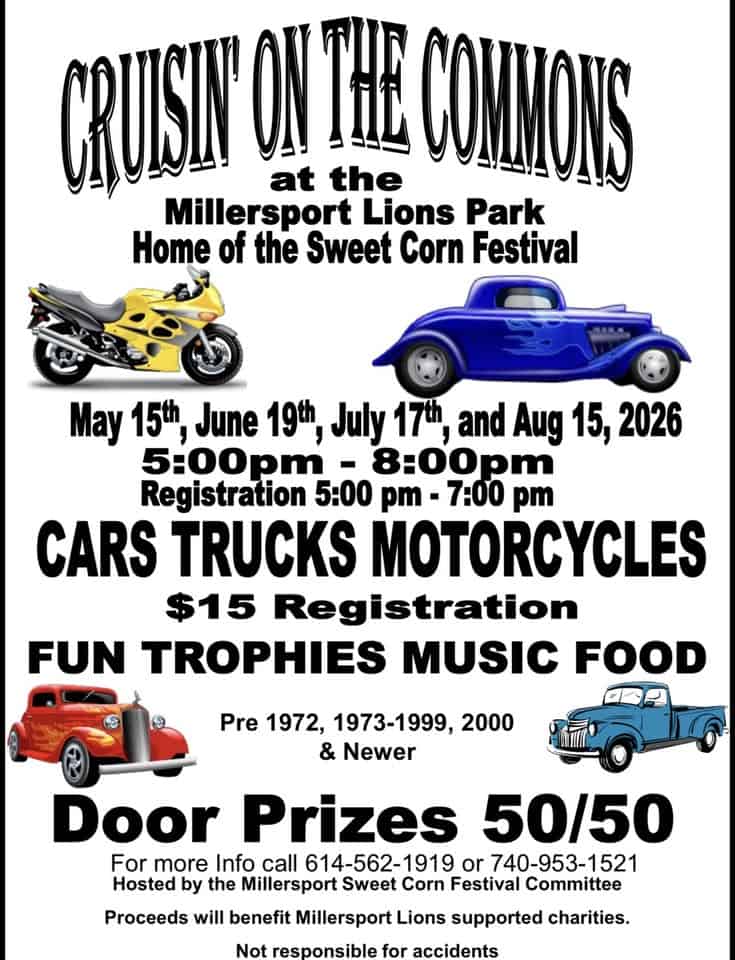 Cruisin' on the Commons - Car Show event at 2905 Chautauqua Blvd in Millersport, OH on May 15, 2026