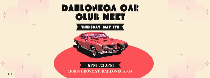 Dahlonega Car Club Cruise-In event at 1108 Grove St N in Dahlonega, GA on June 4, 2026