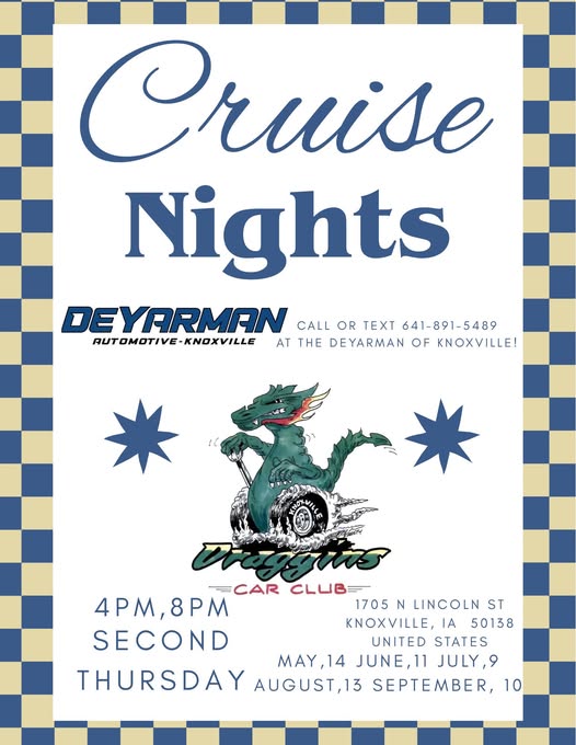 Deyarman Cruise Nights event at Deyarman Automotive-Knoxville in Knoxville, IA on June 11, 2026