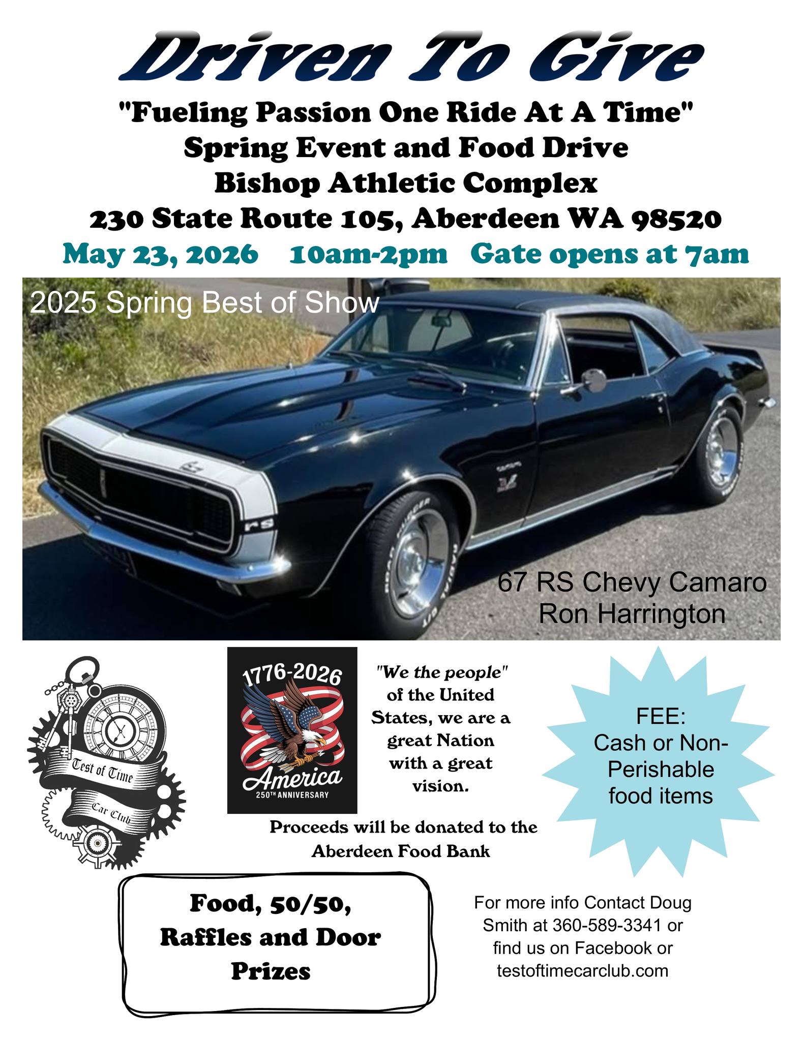 Driven To Give event at Bishop Athletic Complex in Aberdeen, WA on May 23, 2026