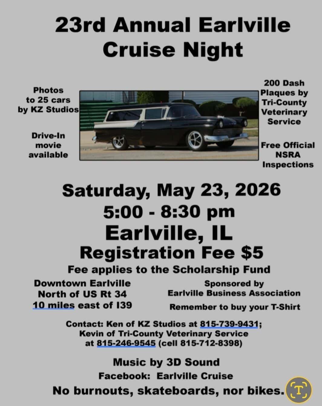 Earlville Cruise Night event at Downtown in Earlville, IL on May 23, 2026