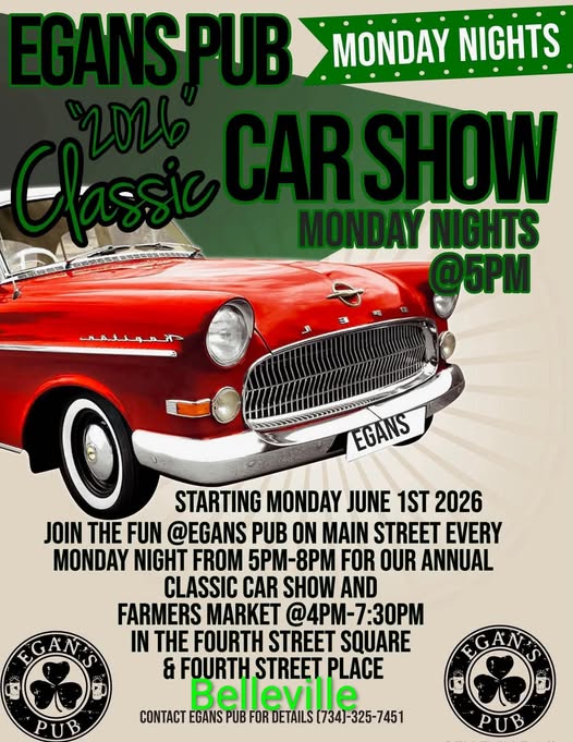 Egans Pub 2016 Classic Car Show event at Egans Pub in Belleville, MI on June 1, 2026
