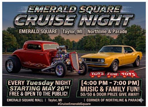 Emerald Square Cruise Night event at Emerald Square Mall in Taylor, MI on June 2, 2026