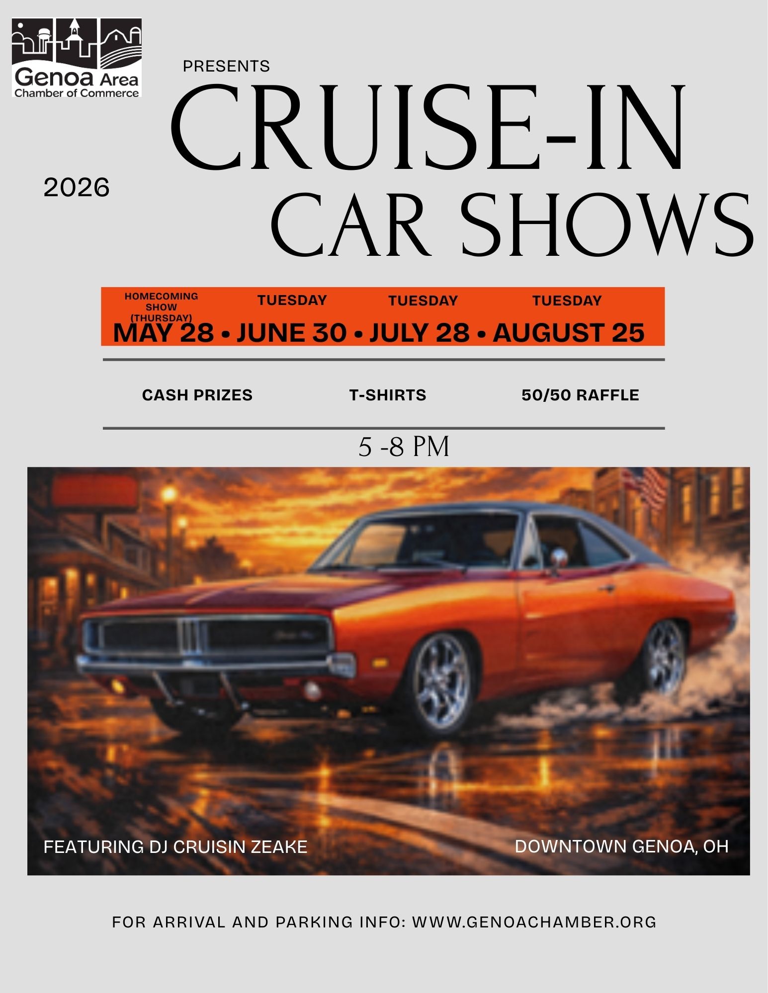 Genoa Area Chamber Of Commerce Cruise-In Car Shows event at Downtown Genoa, OH in Genoa, OH on May 28, 2026