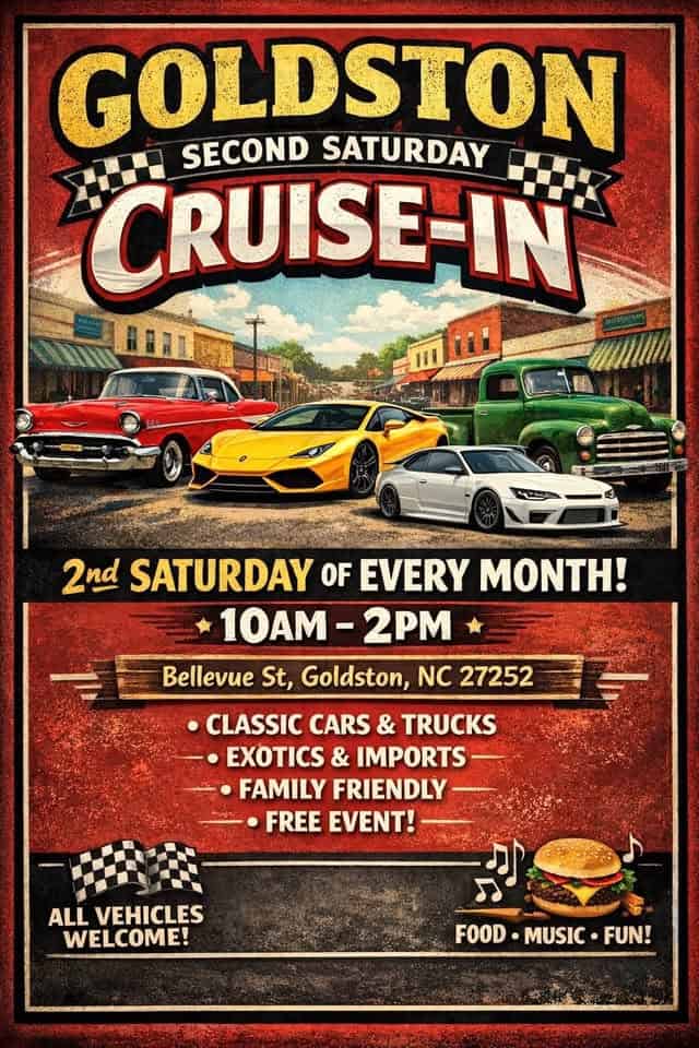 Goldston cruise in event at Bellevue St in Goldston, NC on May 9, 2026