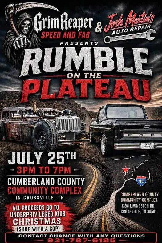 GrimReaper & Josh Martin's Auto Repair Presents Rumble On The Plateau event at Cumberland County Community Complex in Crossville, TN on July 25, 2026