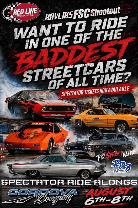 Havlik's FSC Shootout event at Cordova Dragway in Cordova, IL on August 6, 2026