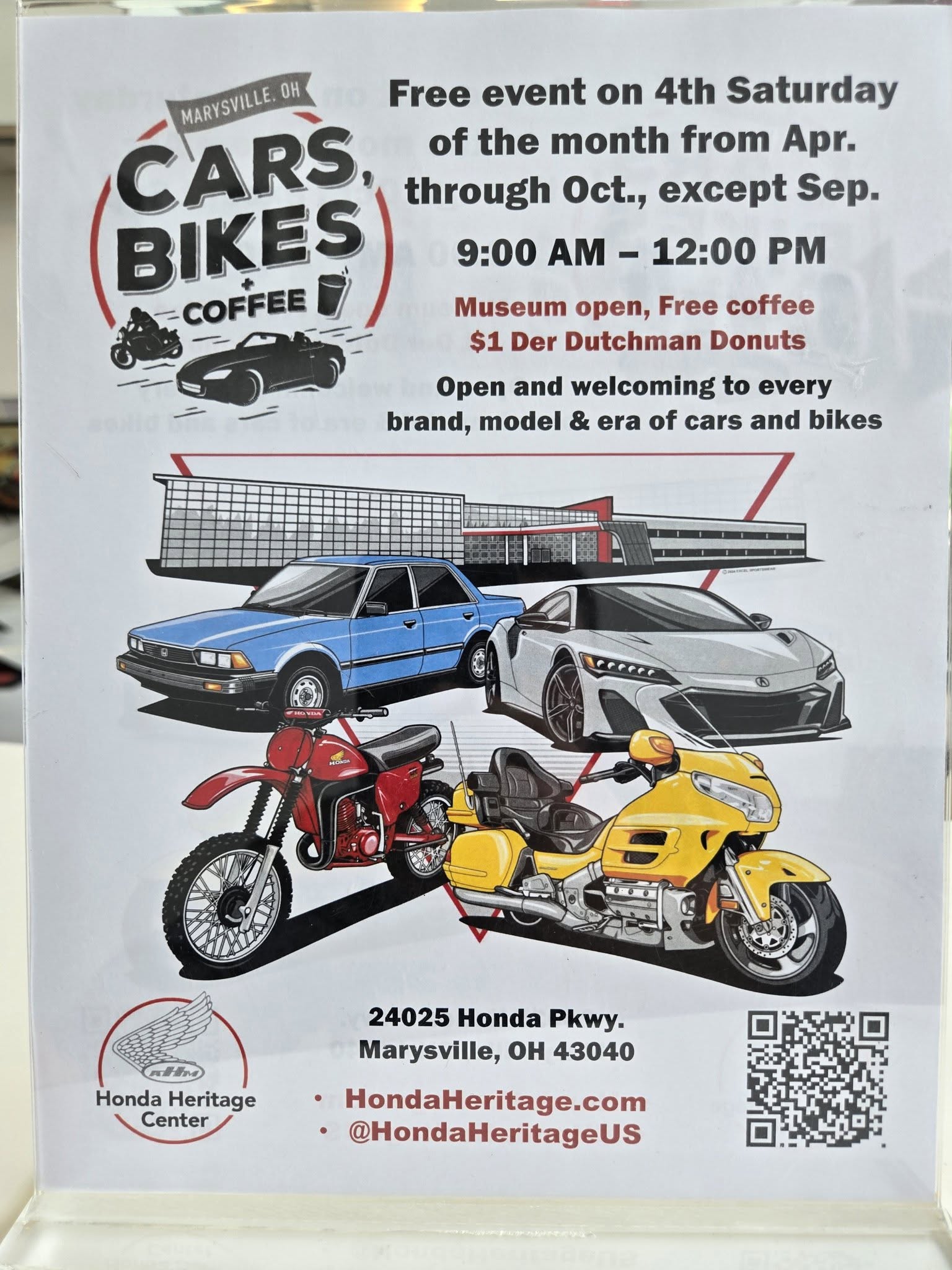 Honda Heritage Center Cars, Bikes & Coffee event at Honda Heritage Center in Marysville, OH on April 23, 2026
