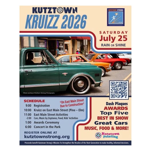 Kutztown Kruizz 2026 event at East Main Street in Kutztown, PA on July 25, 2026