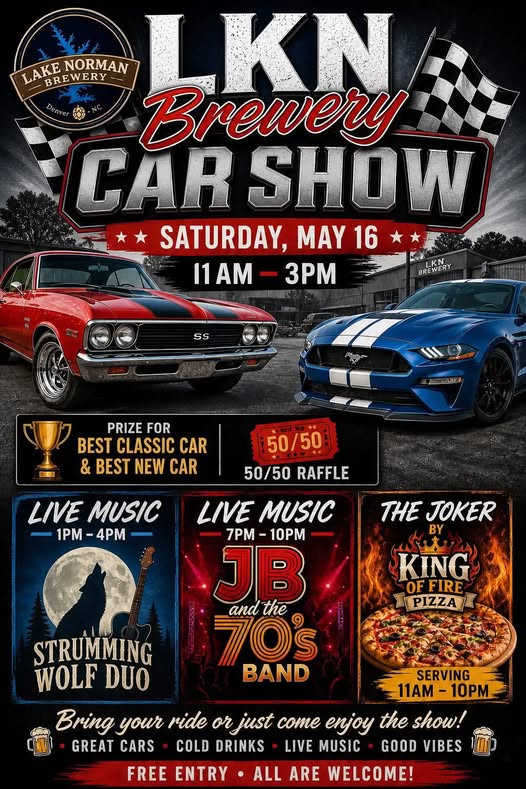 Lake Norman Brewery Car Show event at Lake Norman Brewery in Denver, NC on May 16, 2026