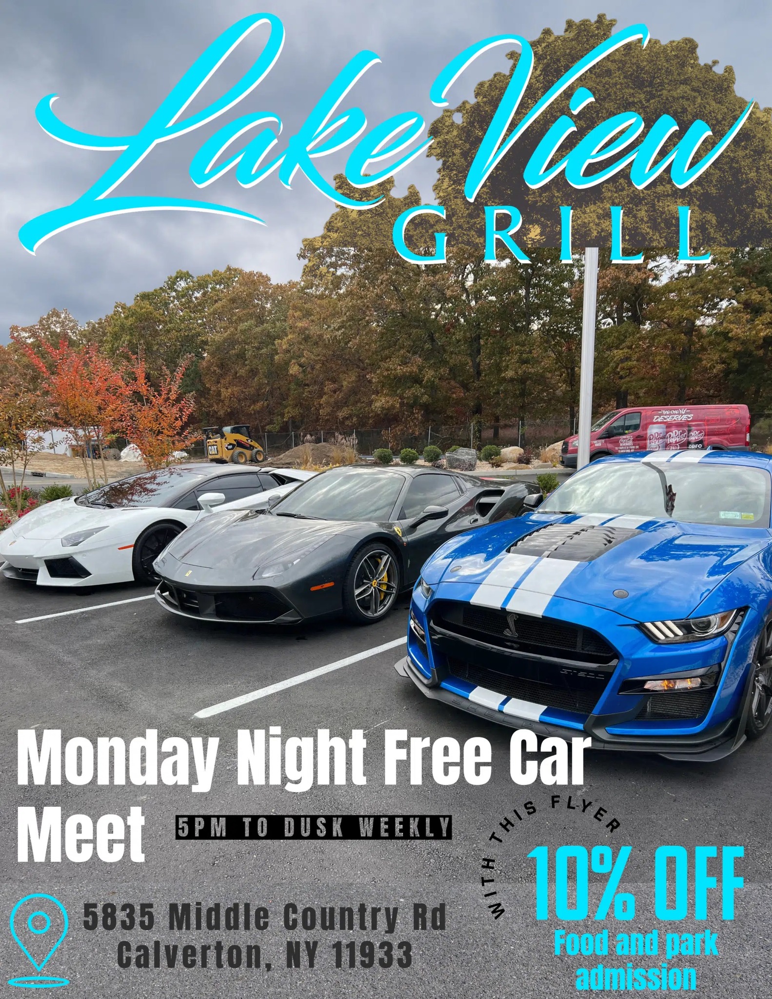 Lake View Grill Monday Night Free Car Meet event at Lake View Grill in Calverton, NY on June 1, 2026