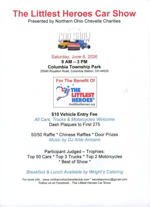 Littlest Heroes Annual Car Show event at 25540 Royalton Rd in Station, OH on June 6, 2026