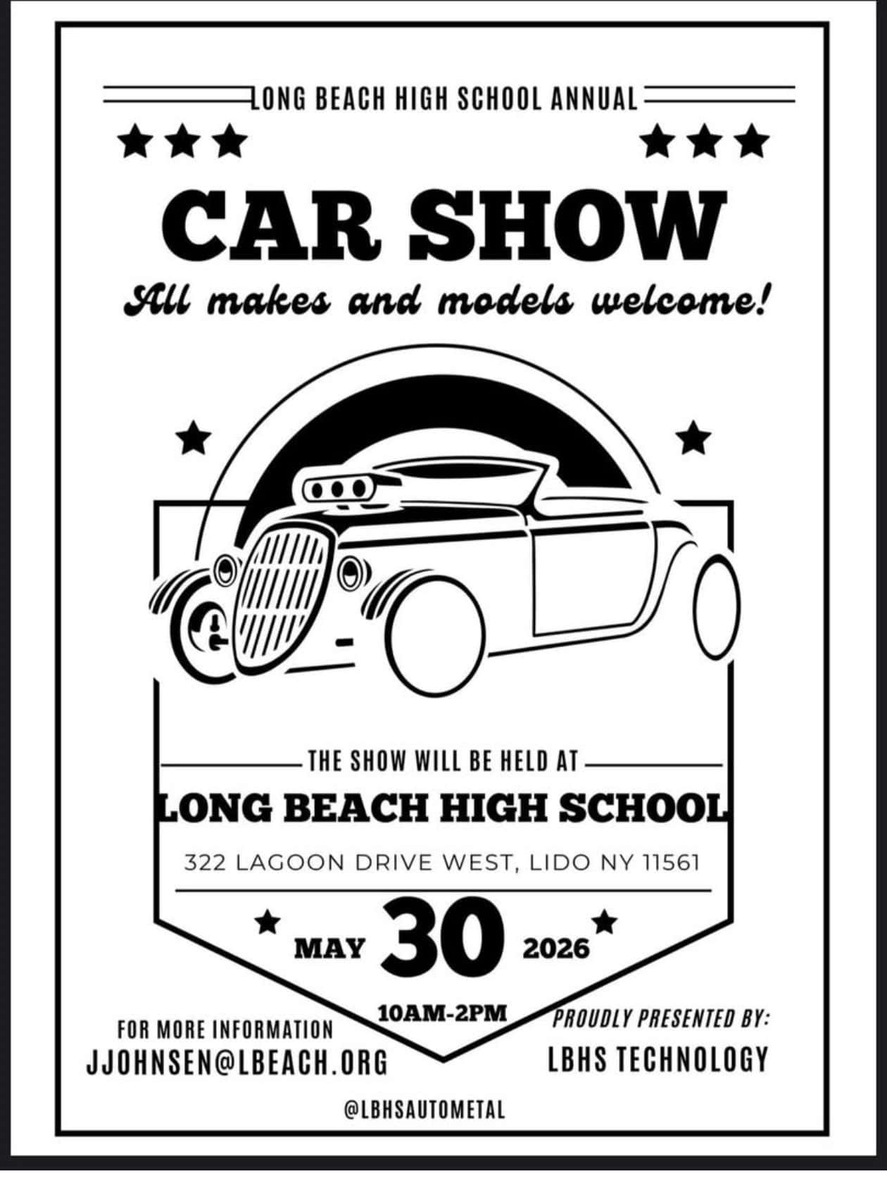 Long Beach High School Annual Car Show event at Long Beach High School in Lido, NY on May 30, 2026