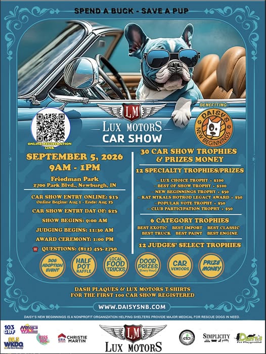 Lux Motors Car Show event at Friedman Park in Newburgh, IN on September 5, 2026