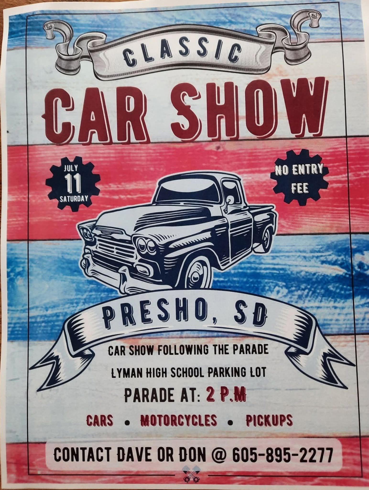Lyman High School Classic Car Show event at Lyman High School Parking Lot in Presho, SD on July 11, 2026