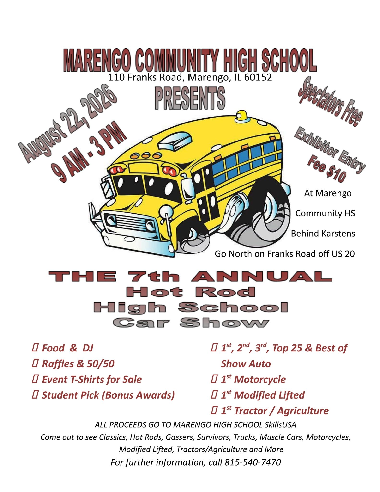 Marengo Community High School Presents The 7th ANNUAL Hot Rod High School Car Show event at Marengo Community High School in Marenago, IL on August 22, 2026