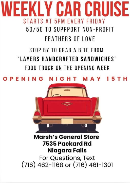 Marsh's General Store Weekly Car Cruise event at Marsh's General Store in Niagara Falls, NY on May 19, 2026