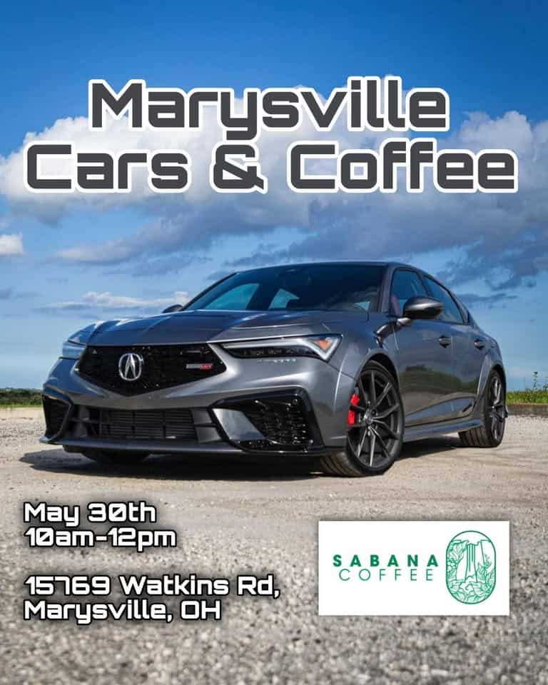 Marysville Cars and Coffee event at 15769 Watkins Rd in Marysville, OH on May 30, 2026