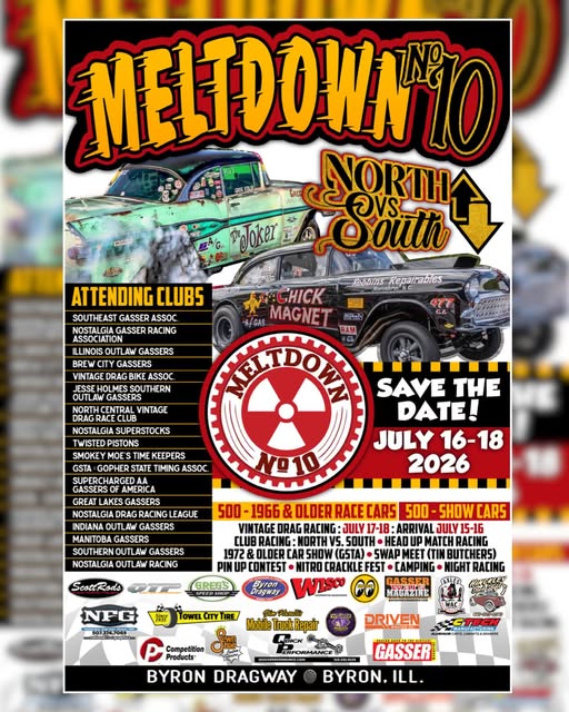Meltdown No. 10 North vs South event at Byron Dragway in Byron, IL on July 16, 2026