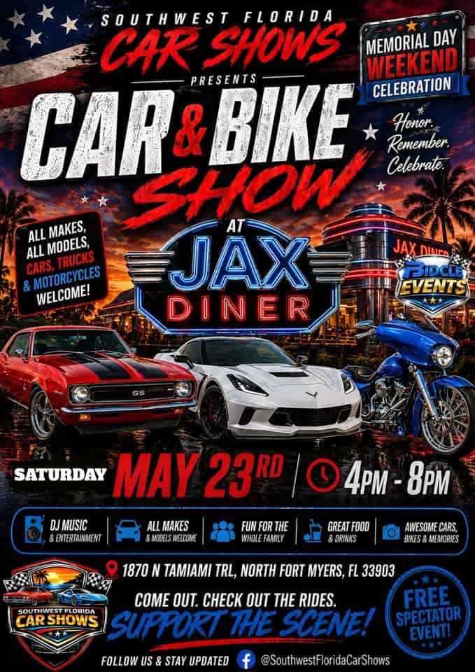 MEMORIAL DAY WEEKEND CAR & BIKE SHOW event at 1870 N Tamiami Trl in North Fort Myers, FL on May 23, 2026