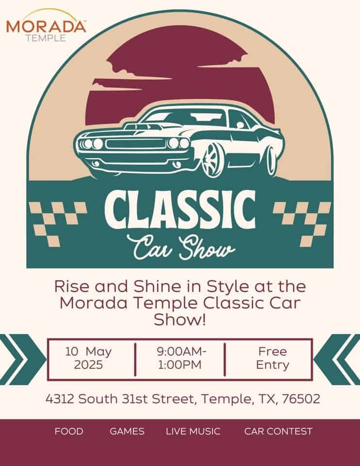 Morada Retirement Center Car Show Temple event at 4312 S 31St St in Temple, TX on June 13, 2026