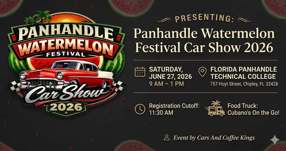 Panhandle Watermelon Festival Car Show 2026 event at 757 Hoyt Street in Chipley, FL on June 27, 2026