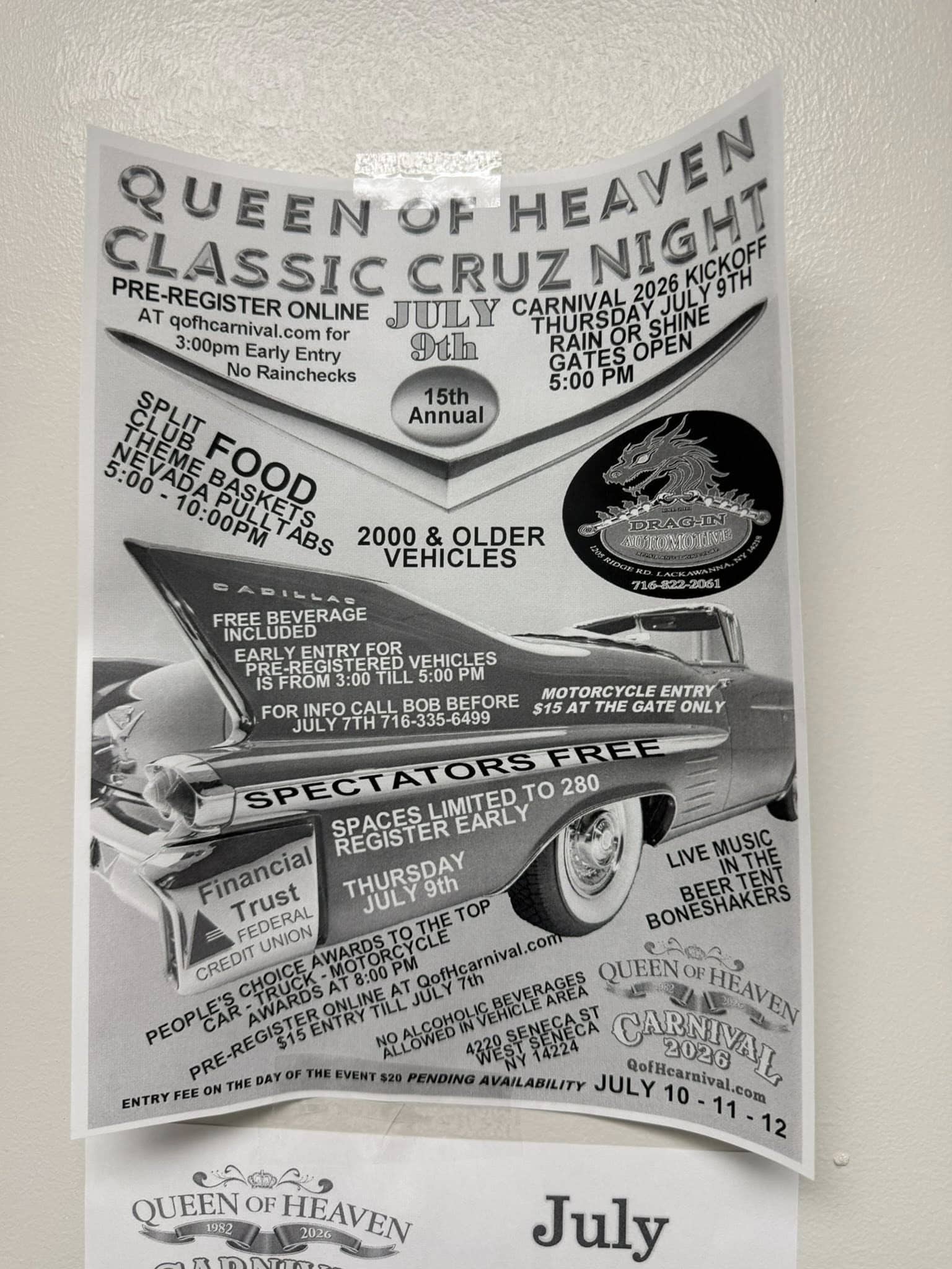 Queen of Heaven Classic Cruz Night event at Queen Of Heaven in West Seneca, NY on July 9, 2026