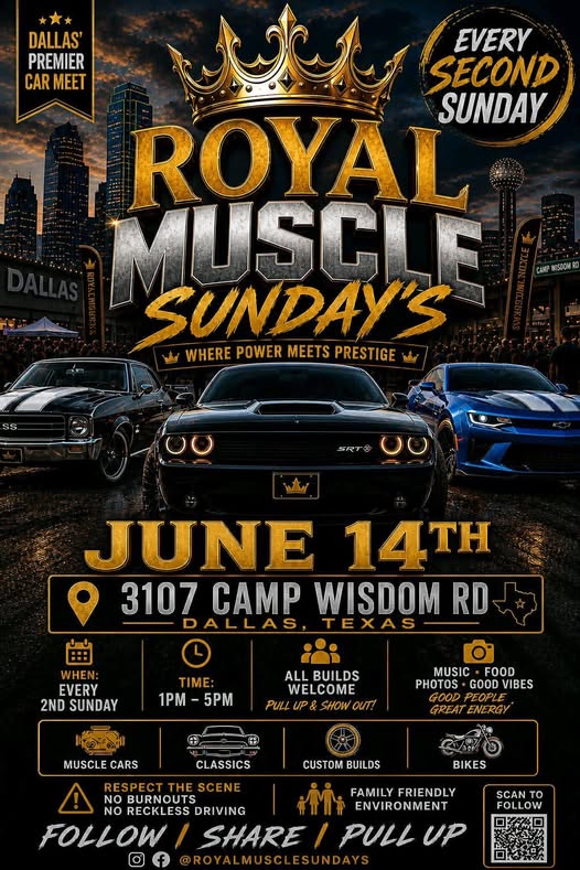 Royal Muscle Sunday's event at 3107 Camp Wisdom Rd in Dallas, TX on June 14, 2026