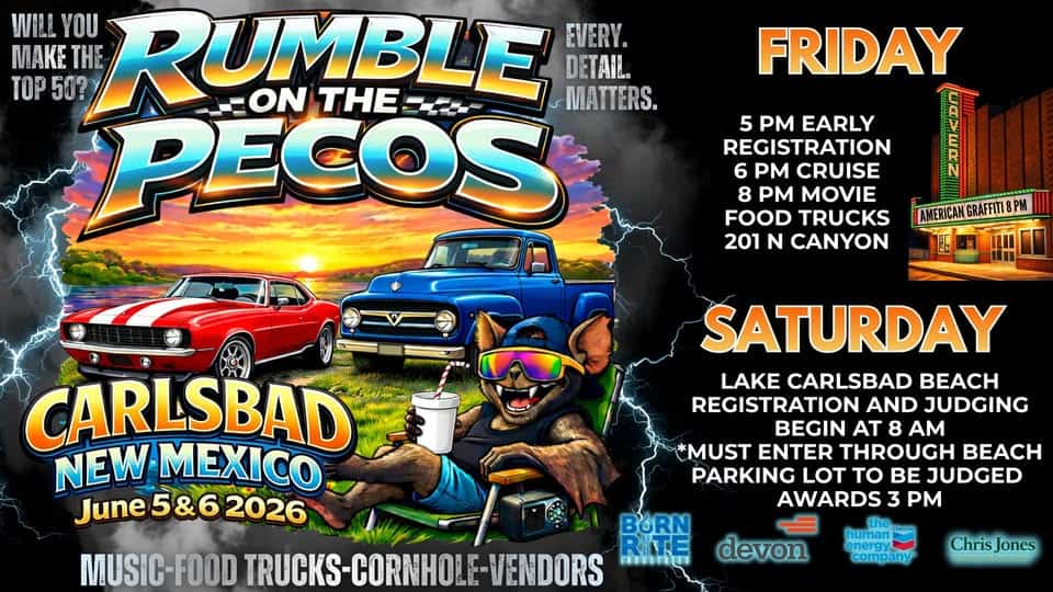 Rumble on the Pecos Car Show event at 302 S Canal St in Carlsbad, NM on June 5, 2026
