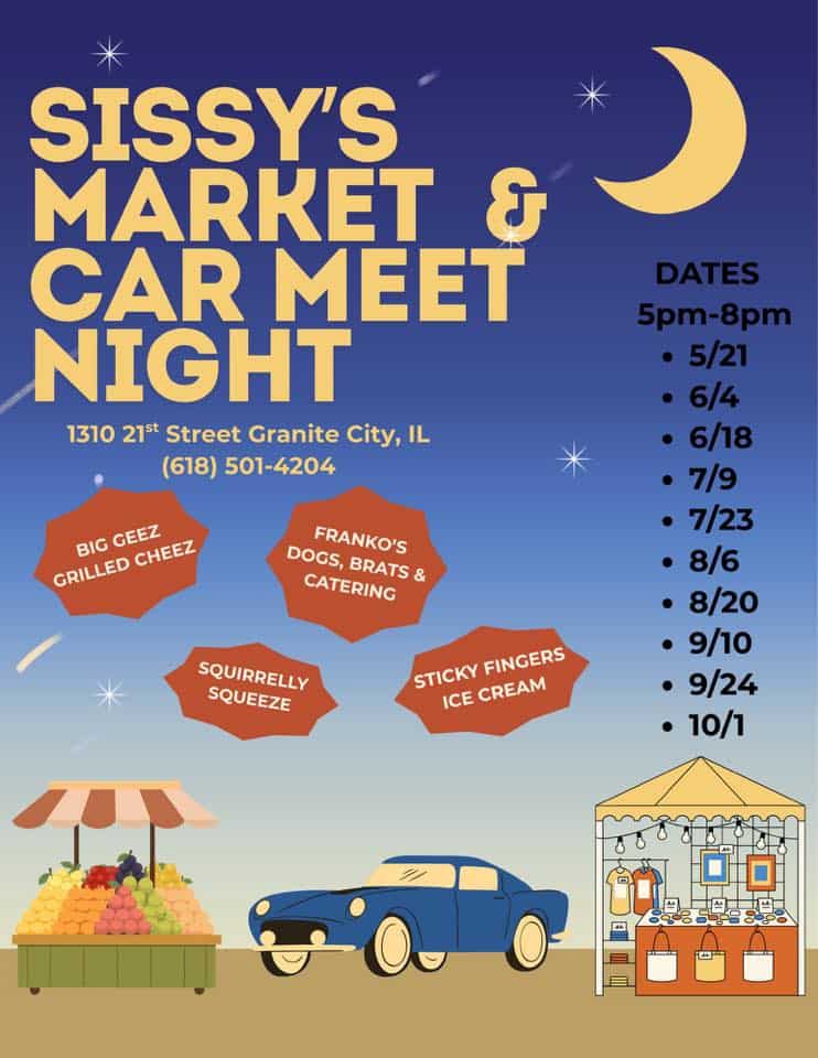 Sissy�s Space & Air Cooled Corner Market/Car Meet Night event at 1310 21St St in Granite City, IL on June 4, 2026