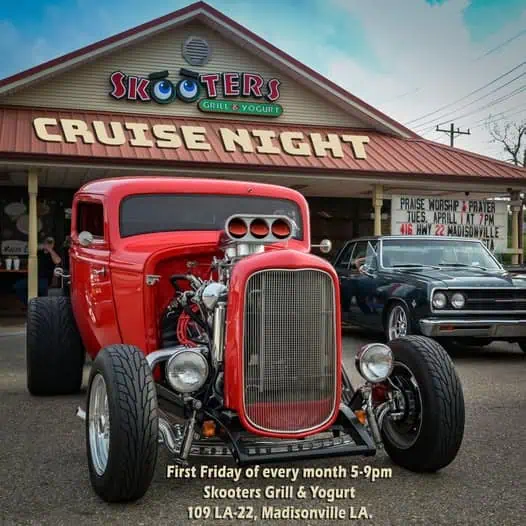 Skooters Cruise Night event at Skooters Grill & Yogurt in Madisonville, LA on June 3, 2026