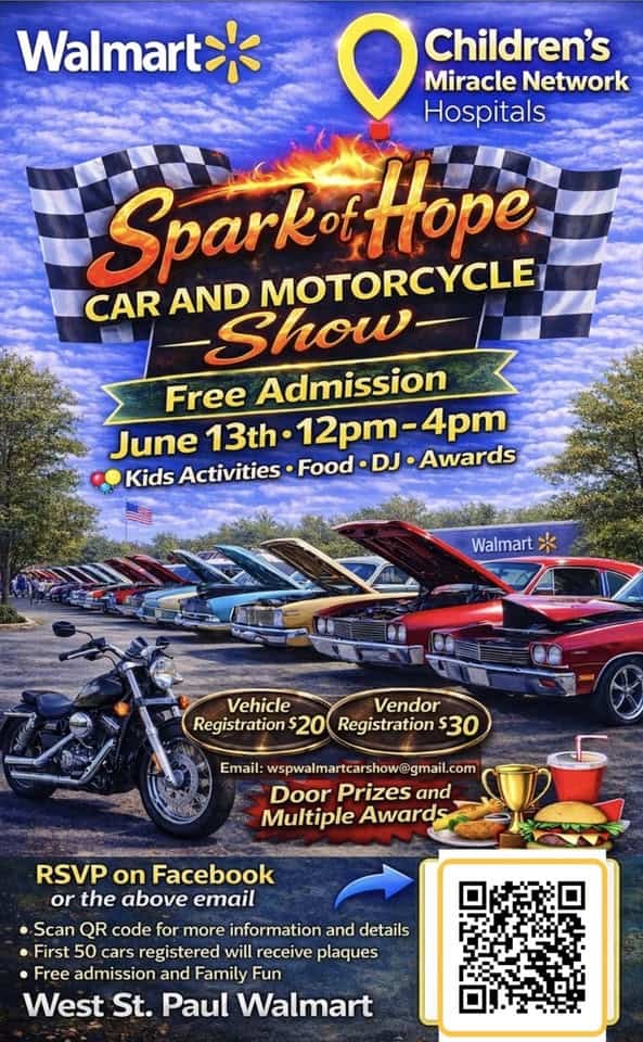 Spark of Hope Car and Motorcycle Show event at 1644 Robert St in Saint Paul, MN on June 13, 2026