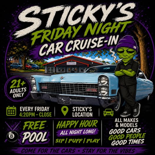 Sticky's Friday Night Car Cruise-IN event at Sticky's Location in O'Fallon, MO on May 20, 2026
