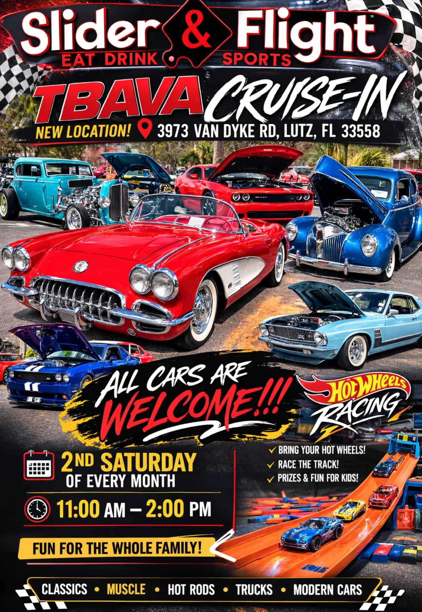 TBAVA Cruise-In event at Slider & Flight in Lutz, FL on May 14, 2026