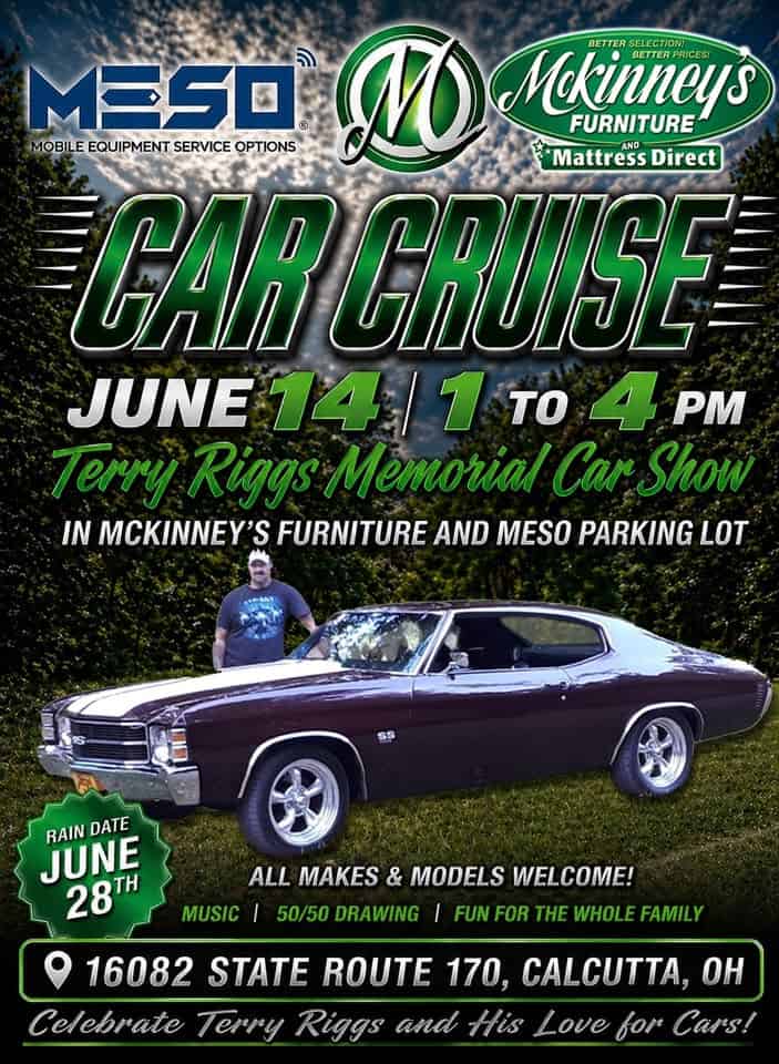 Terry Riggs Memorial Car Show event at 16082 State Route 170 in Calcutta, OH on June 14, 2026