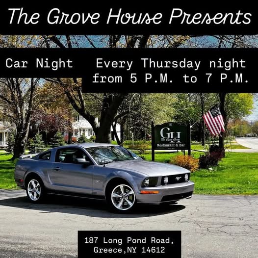 The Grove House Presents Car Night event at Ghi Restaurant & Bar in Greece, NY on May 26, 2026