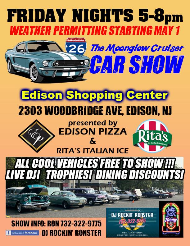 The Moonglow Cruiser Car Show event at Edison Shopping Center in Edison, NJ on May 6, 2026