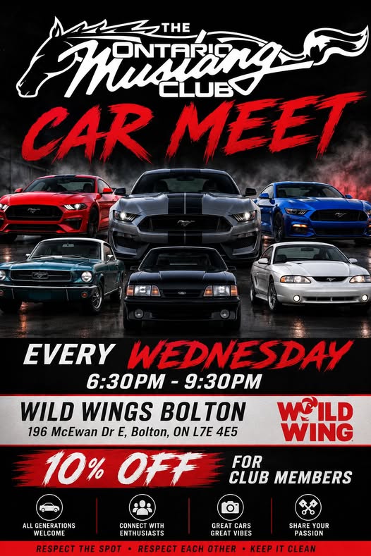 The Ontario Mustang Club Car Meet event at Wild Wings Bolton in Bolton, ON on June 3, 2026