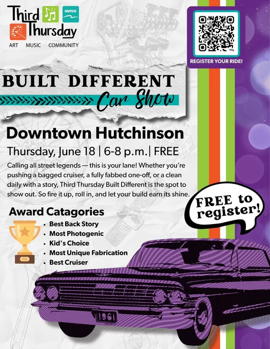 Third Thursday Built Different Car Show event at Downtown Hutchinson in Hutchinson, KS on June 18, 2026