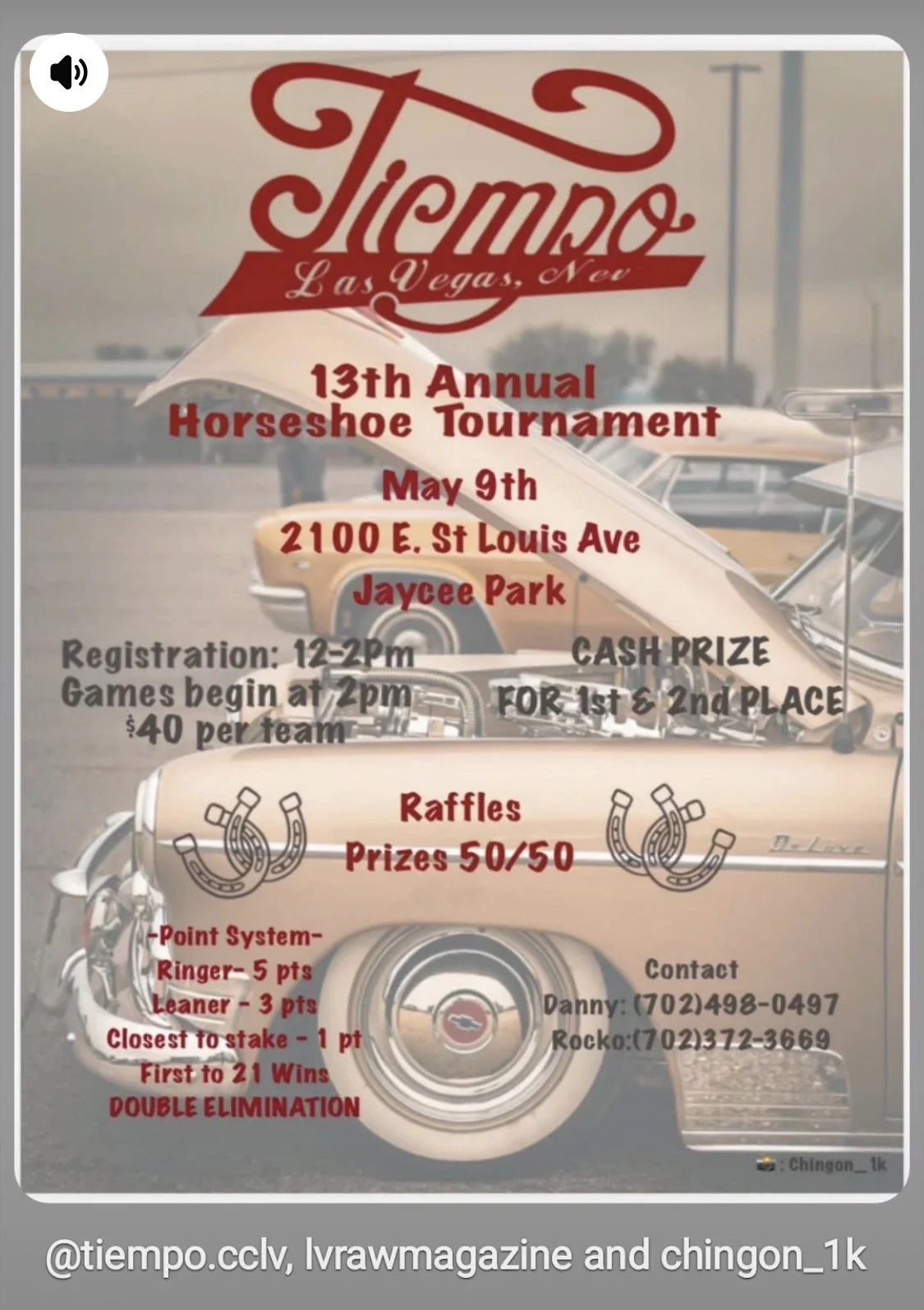 Tiempo 13th Annual Horseshoe Tournament event at Jaycee Park in Las Vegas, NV on May 9, 2026