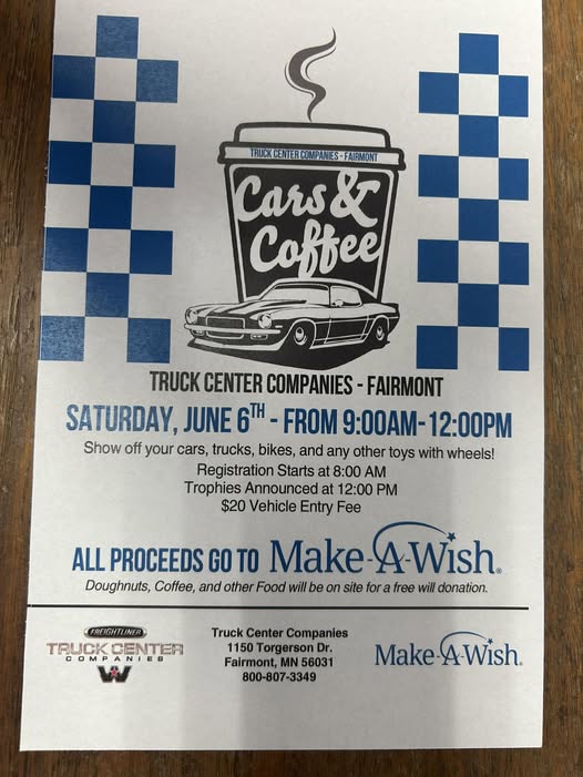 Truck Center Companies - Fairmont Cars & Coffee event at Truck Center Companies - Fairmont in Fairmont, MN on June 6, 2026