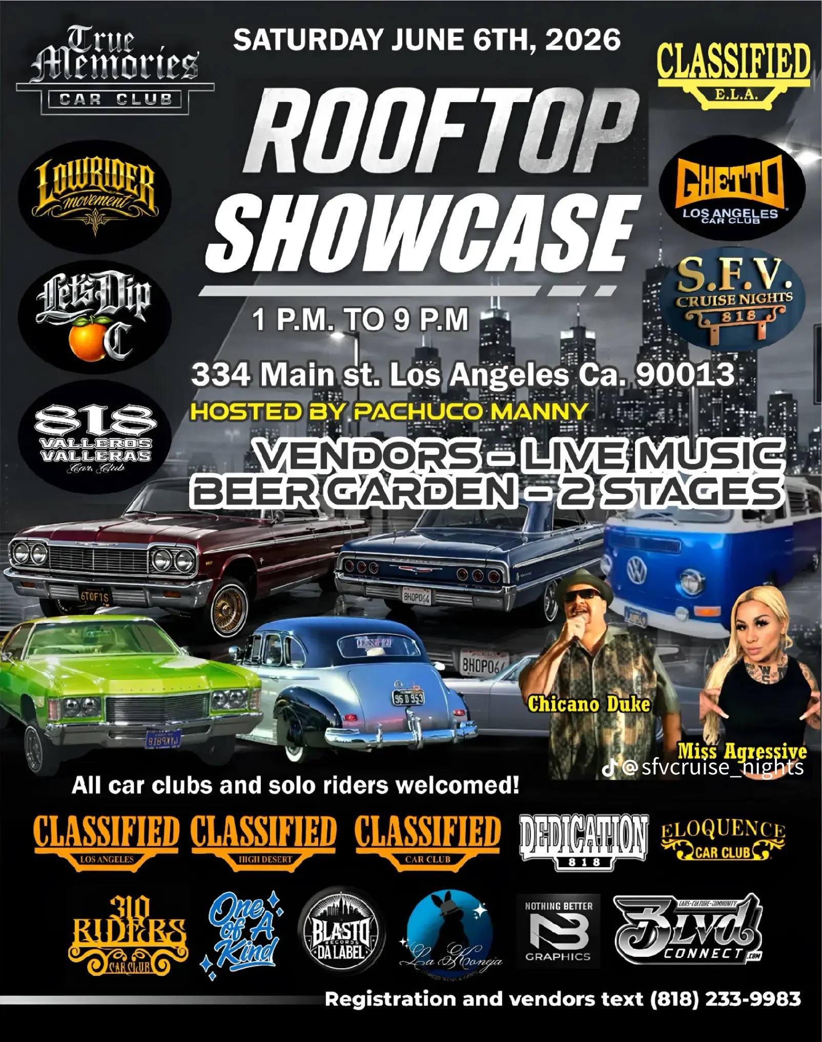 True Memories Car Club Rooftop Showcase event at 334 Main st. in Los Angeles, CA on June 6, 2026
