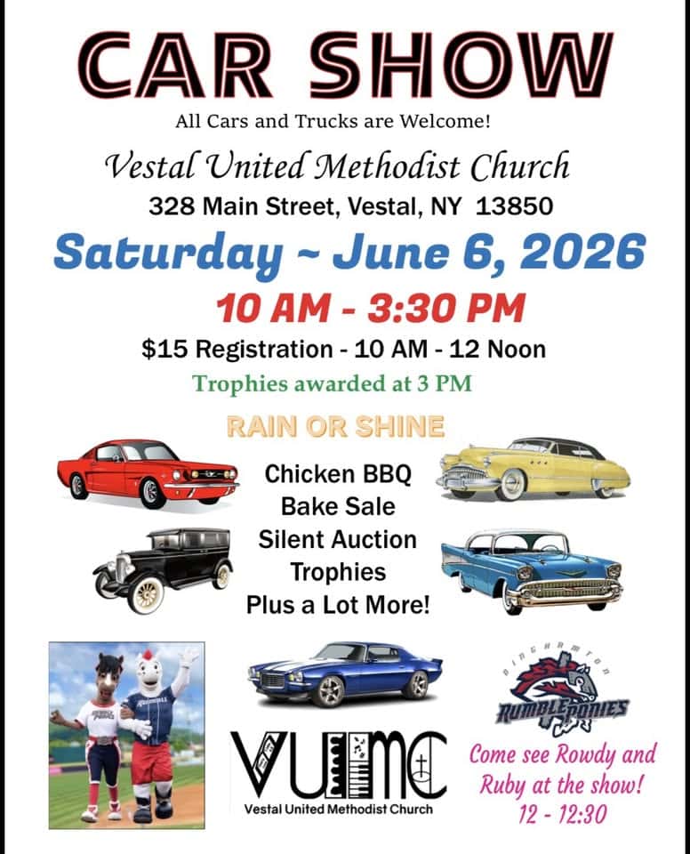 Vestal Car Show and Chicken BBQ event at 328 Main St in Vestal, NY on June 6, 2026
