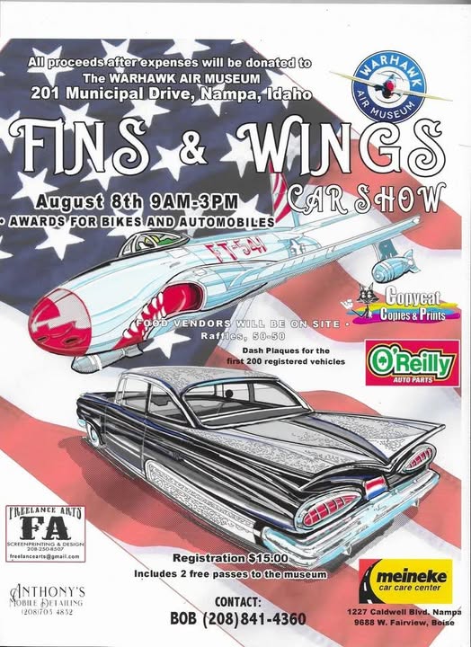 Warhawk Air Museum Fins & Wings Car Show event at Warhawk Air Museum in Nampa, ID on August 8, 2026