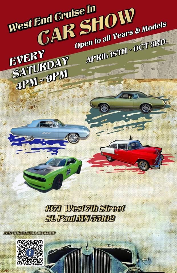 West End Cruise-In Car Show event at 1362 W 7Th St in St Paul, MN on May 30, 2026