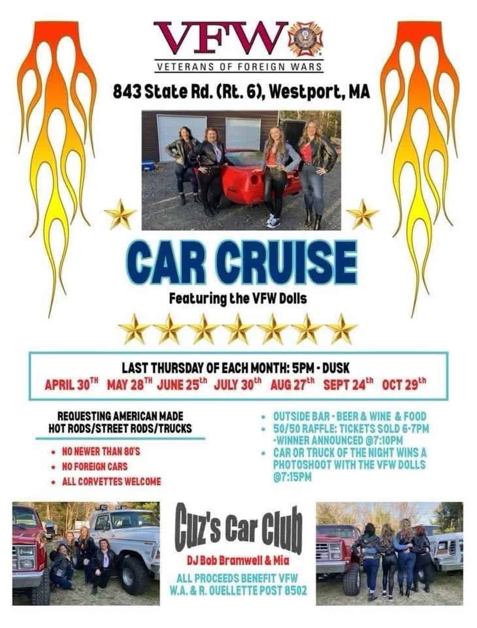 Westport VFW Car Cruise event at Westport VFW in Westport, MA on May 28, 2026