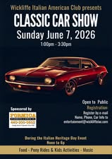 Wickliffe Italian American Club Classic Car Show event at Wickliffe Italian American Club in Wickliffe, OH on June 7, 2026