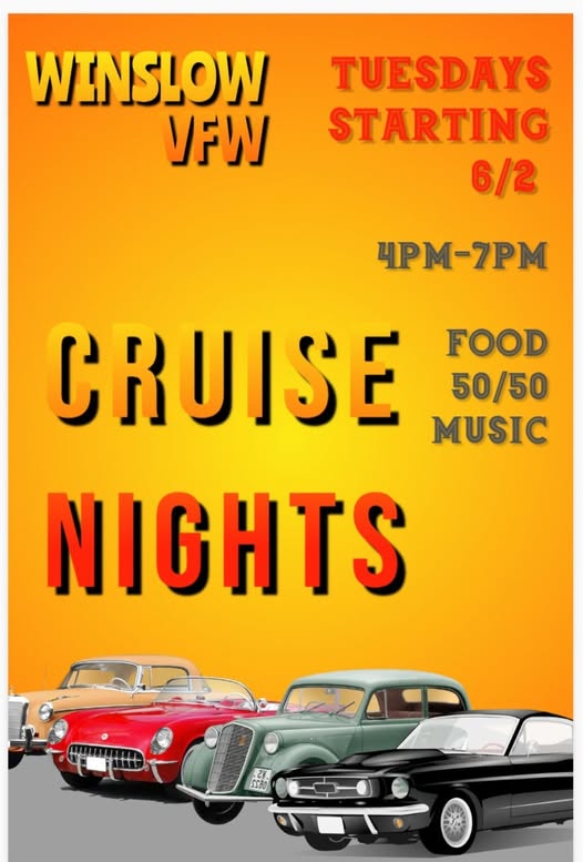 Winslow VFW Cruise Nights event at Winslow VFW in Winslow, ME on June 2, 2026